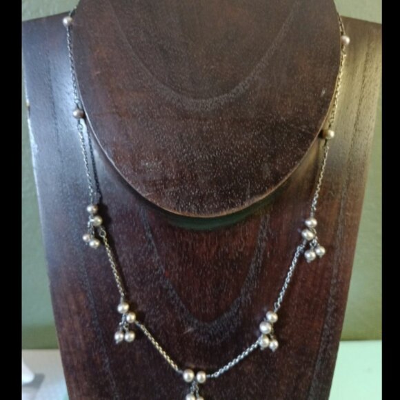 VINTAGE EXEX STERLING SILVER & MINI PEARL NECKLACE - Picture 1 of 7